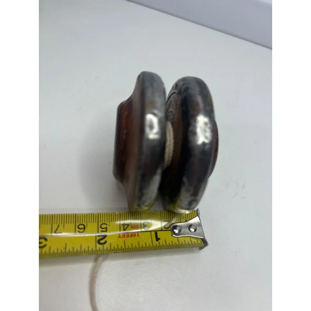 Antique Rare Genuine English Mill Relic Wood Bobbin Pewter YoYo